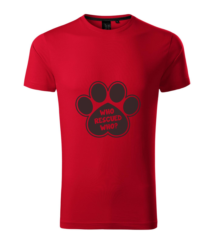 Who rescued who (dog) - Prémium férfi póló F1 piros