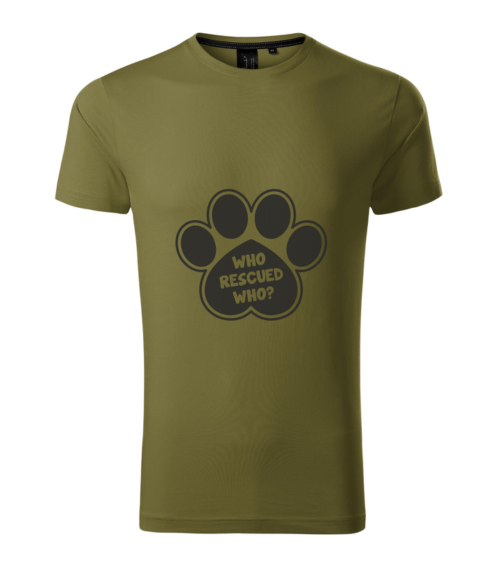 Who rescued who (dog) - Prémium férfi póló avokádózöld
