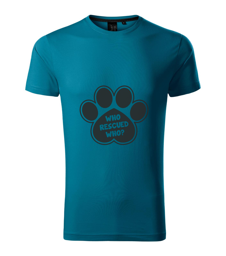 Who rescued who (dog) - Prémium férfi póló petrol kék