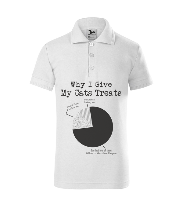 Why i give my cats treats - Galléros gyerek póló fehér