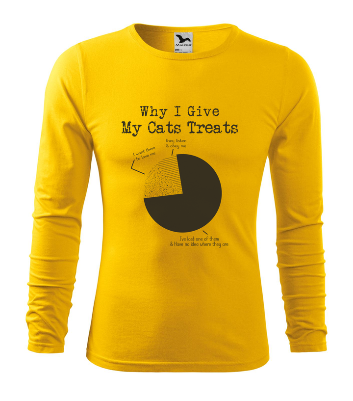 Why i give my cats treats - Hosszú ujjú férfi póló sárga