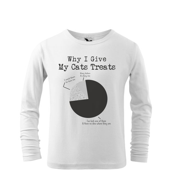 Why i give my cats treats - Hosszú ujjú gyerek póló fehér