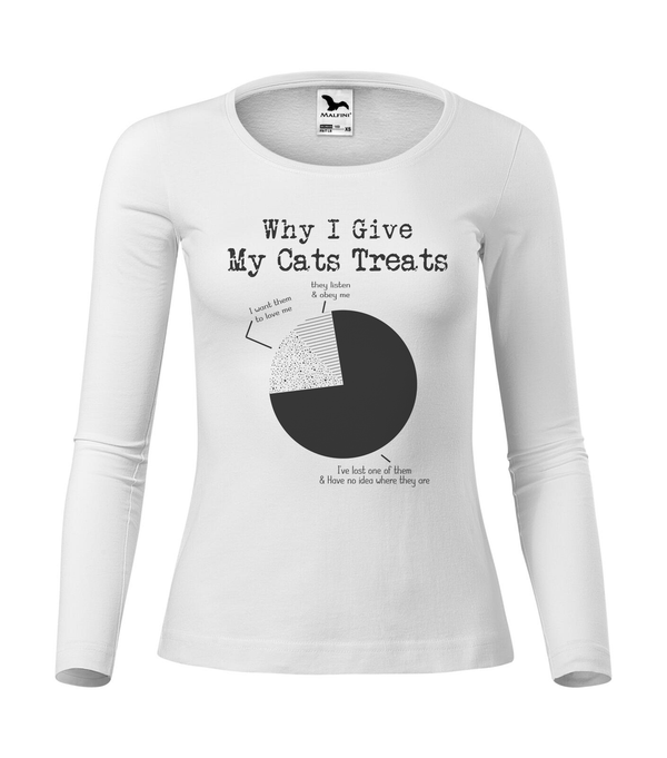 Why i give my cats treats - Hosszú ujjú női póló fehér