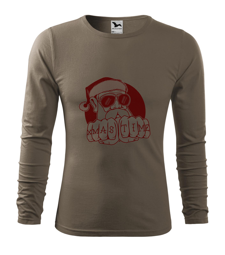 Xmas Time Bad Santa - Hosszú ujjú férfi póló army