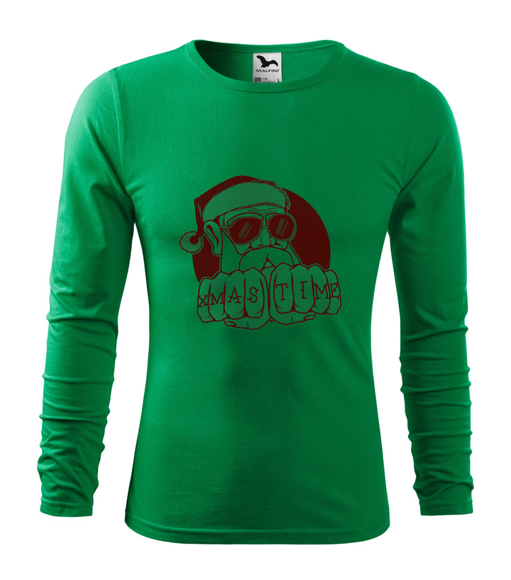 Xmas Time Bad Santa - Hosszú ujjú férfi póló fűzöld