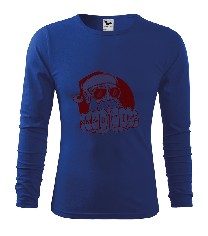 Xmas Time Bad Santa - Hosszú ujjú férfi póló királykék