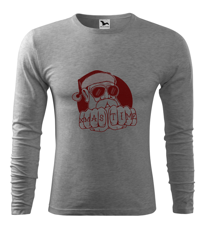 Xmas Time Bad Santa - Hosszú ujjú férfi póló sötétszürke