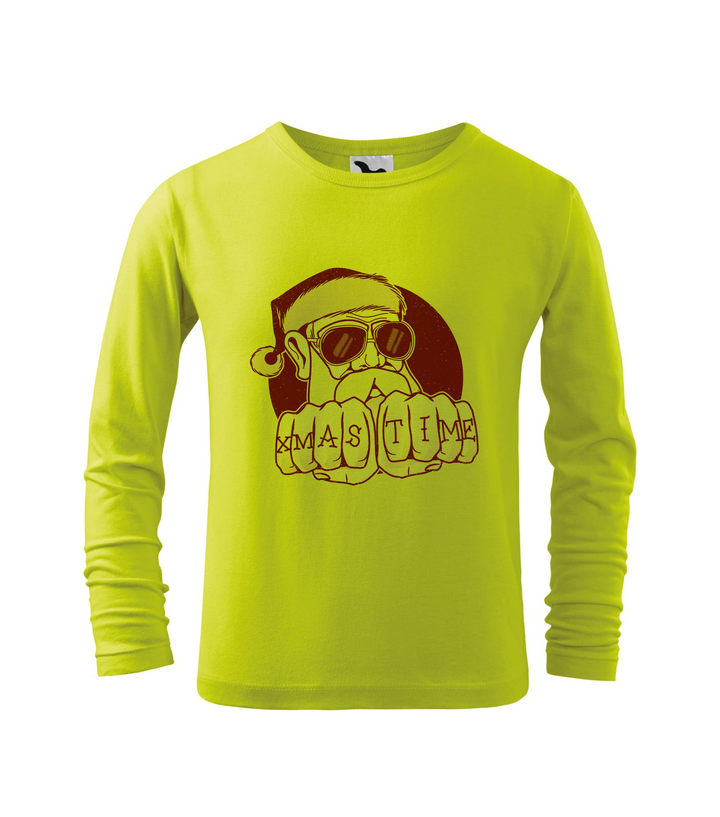 Xmas Time Bad Santa - Hosszú ujjú gyerek póló lime